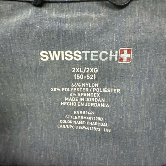 Swiss Tech Shirt Mens 2XL Gray Brown Heather Button Up Hike Camp Zip Pocket - Picture 3 of 7